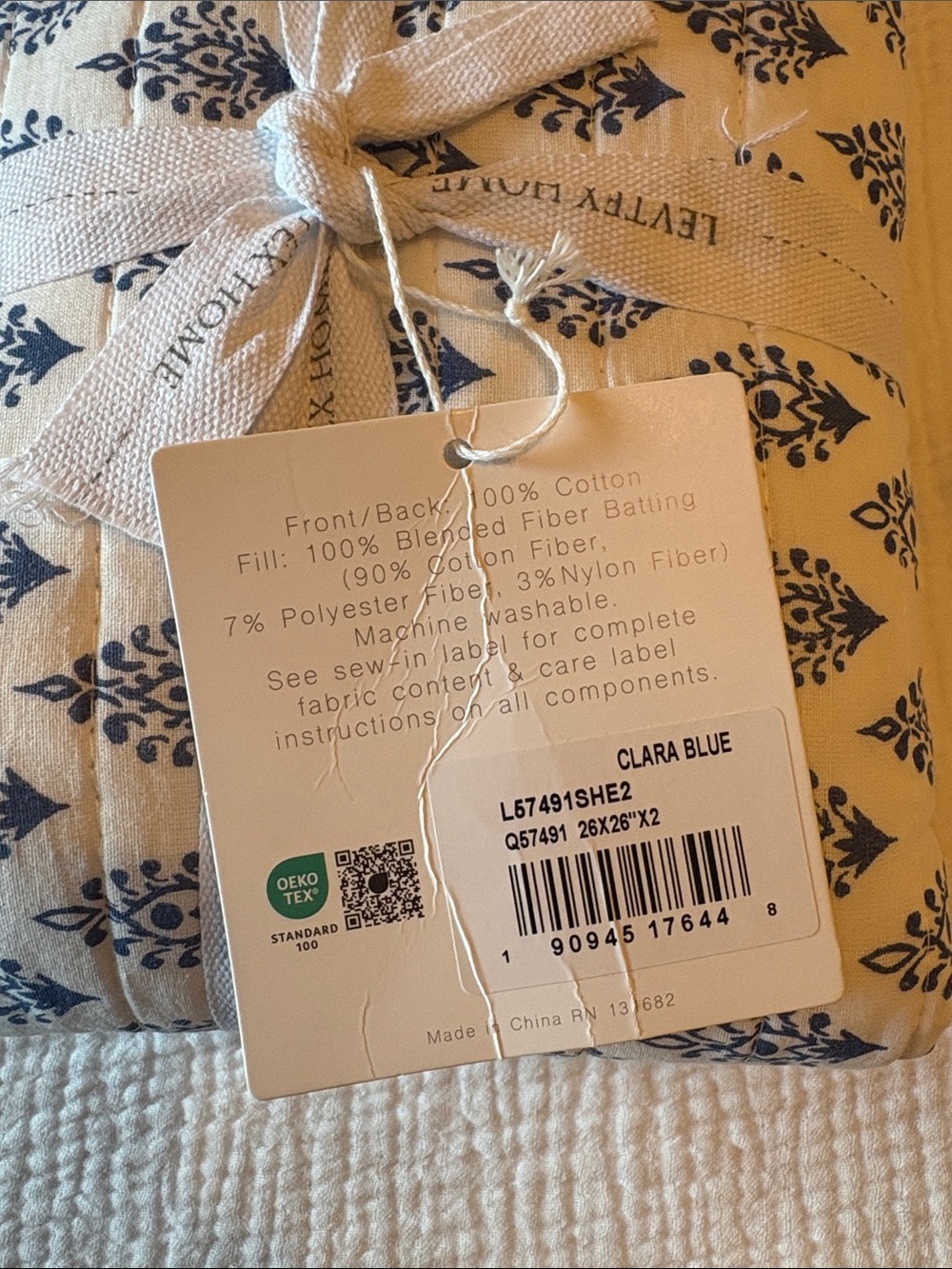 Levtex Home CLARA BLUE EURO SHAM SET OF 2 - Picture 5 of 6